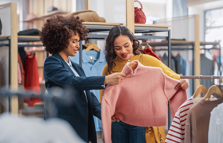 Women shopping for clothes