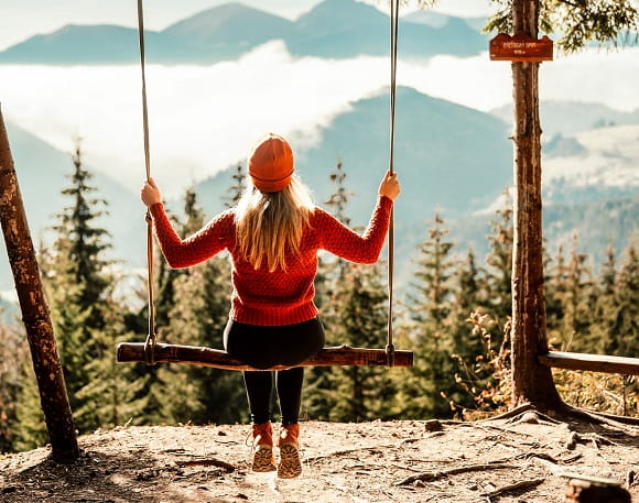 travel, mountain, woman, forrest