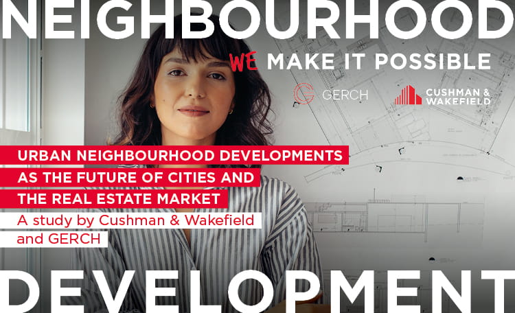 Portrait of female architect with blueprints in office