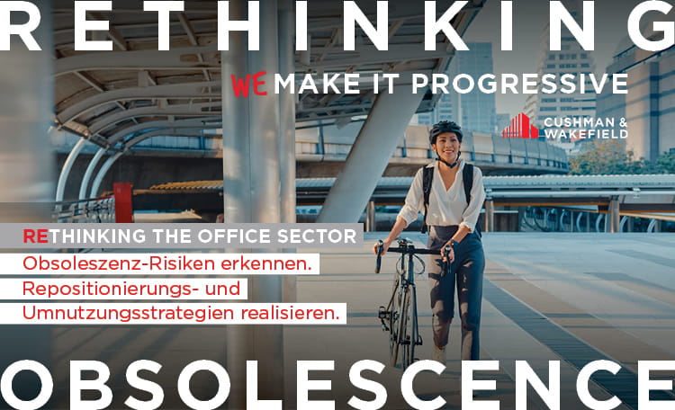 Eine Geschaeftsfrau auf dem Weg ins Buero mit ihrem Fahrrad