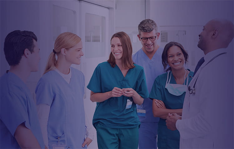 Hospital staff in conversation