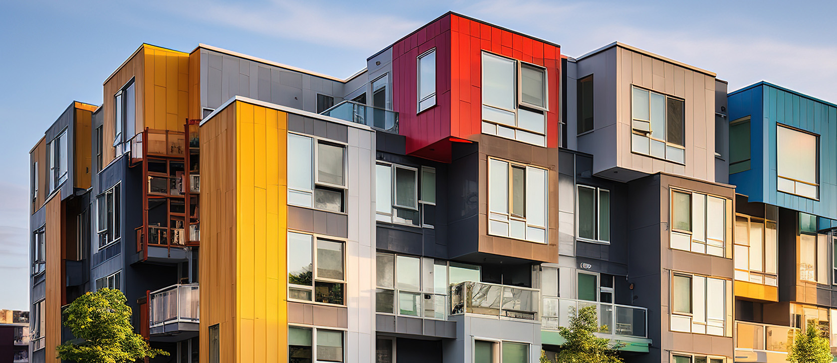 Häuserfassade mit vielen Farben