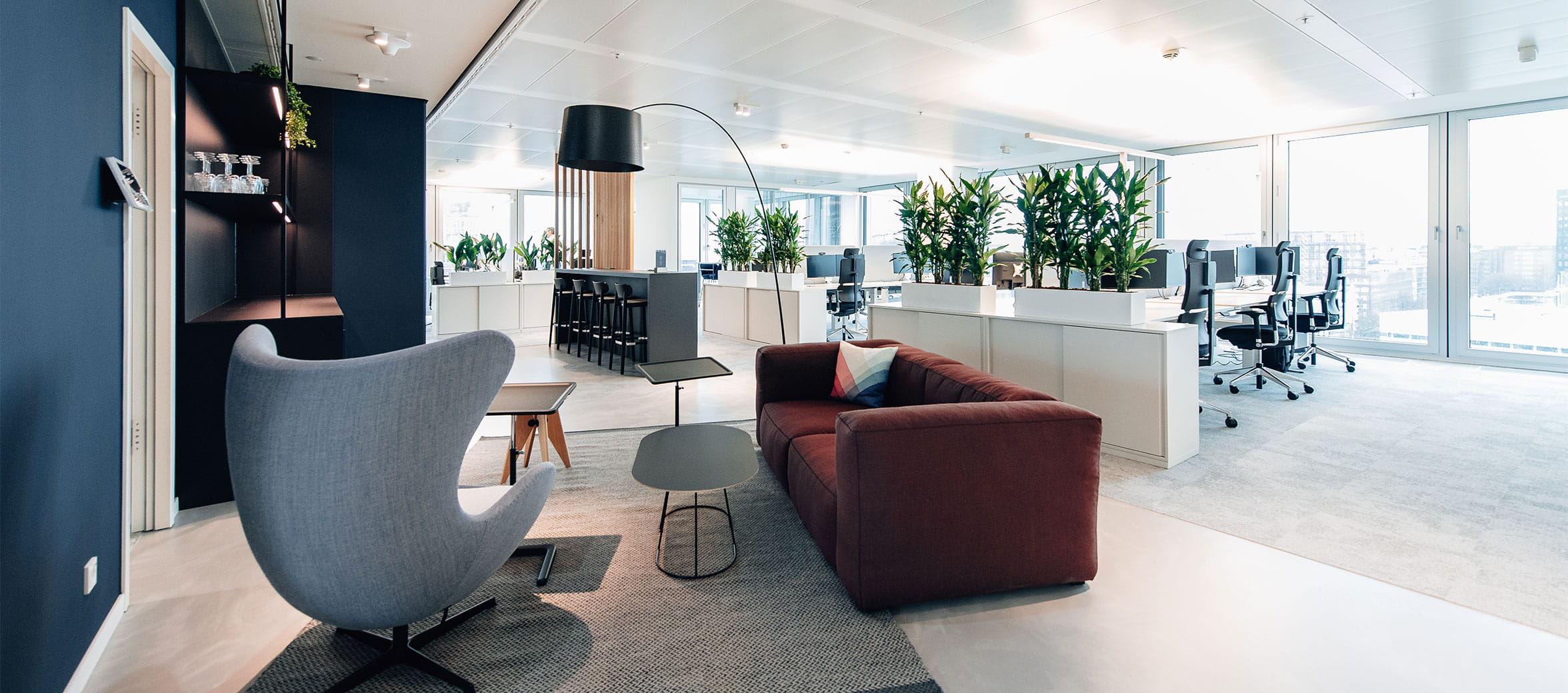 Modern Office Space with Seating Area