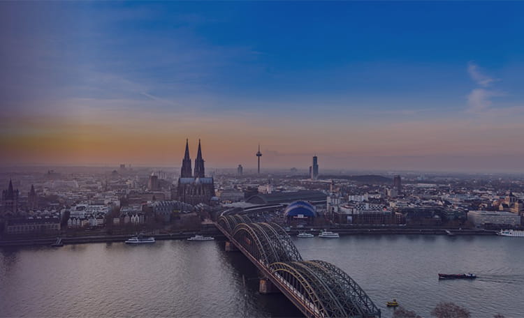 Cologne panorama with dome, bridge and river