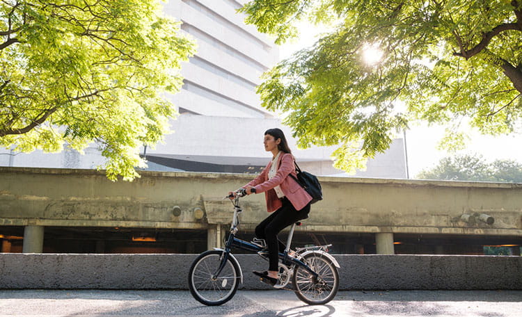 woman riding a bike
