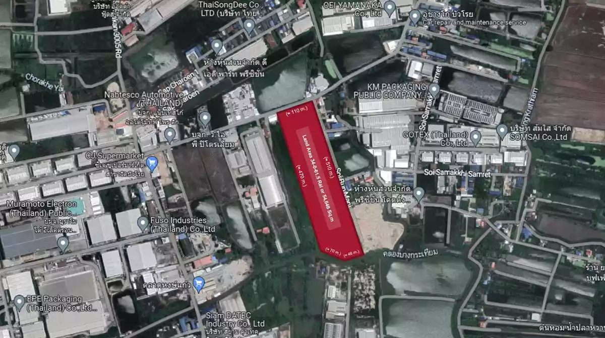Industrial Land for Sale at Bangna-Trad Road km.23 (Outbound) Purple Zone