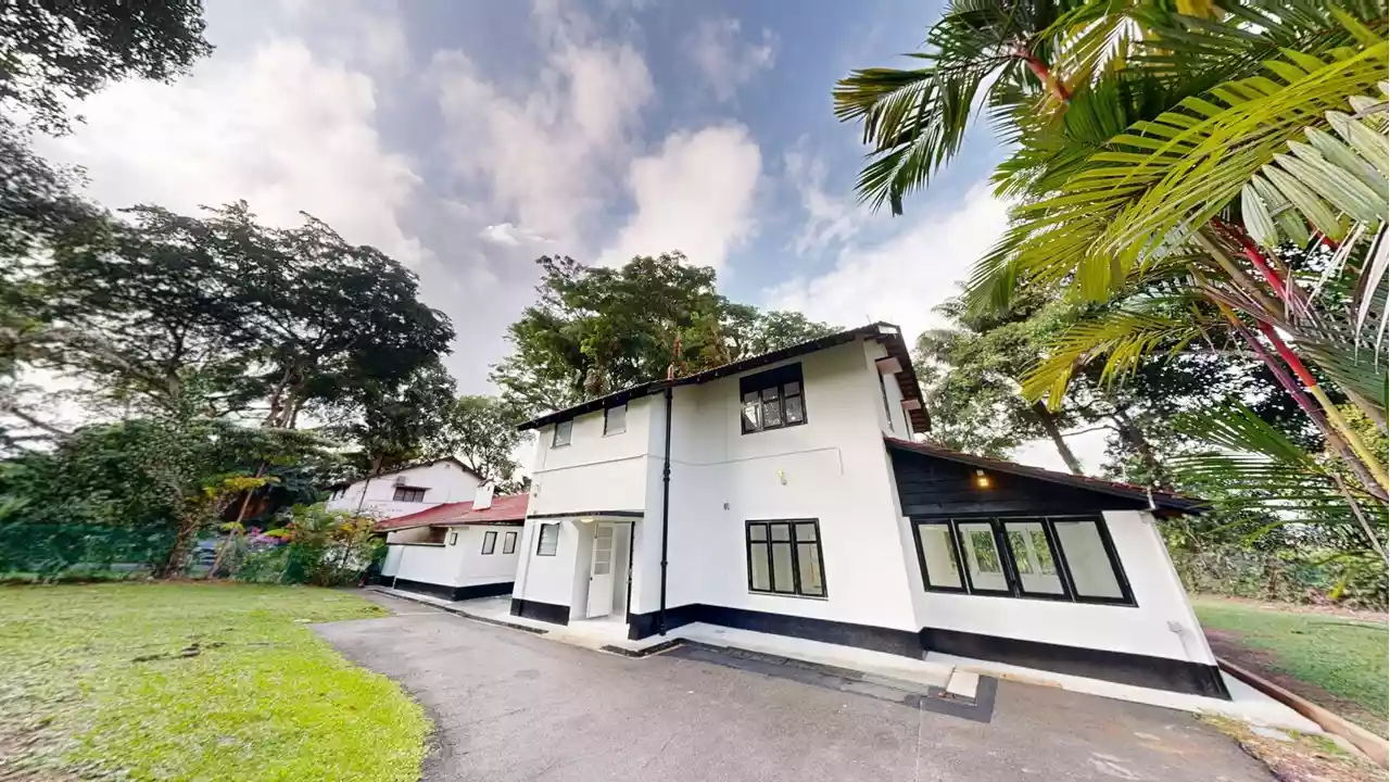 Malcolm Road Black & White Conservation Bungalow — Colonial Heritage Home for Rent (District 11)